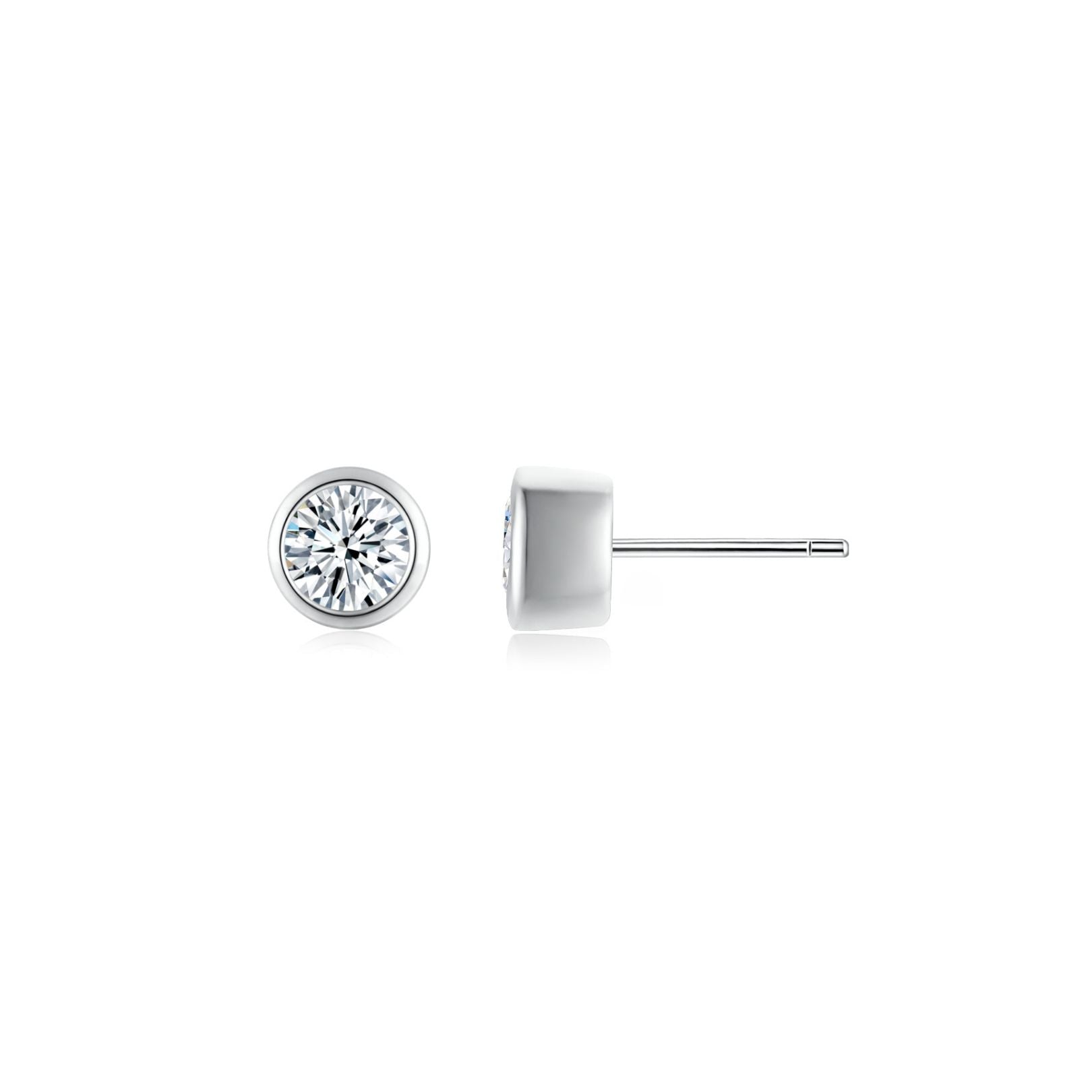 Bezel Solitaire Ear Studs (White Gold) - Eclat by Oui