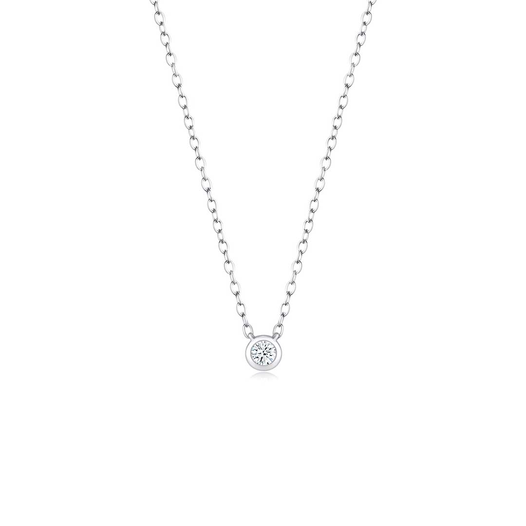 Bezel Solitaire Floating Necklace (WG) - Eclat by Oui