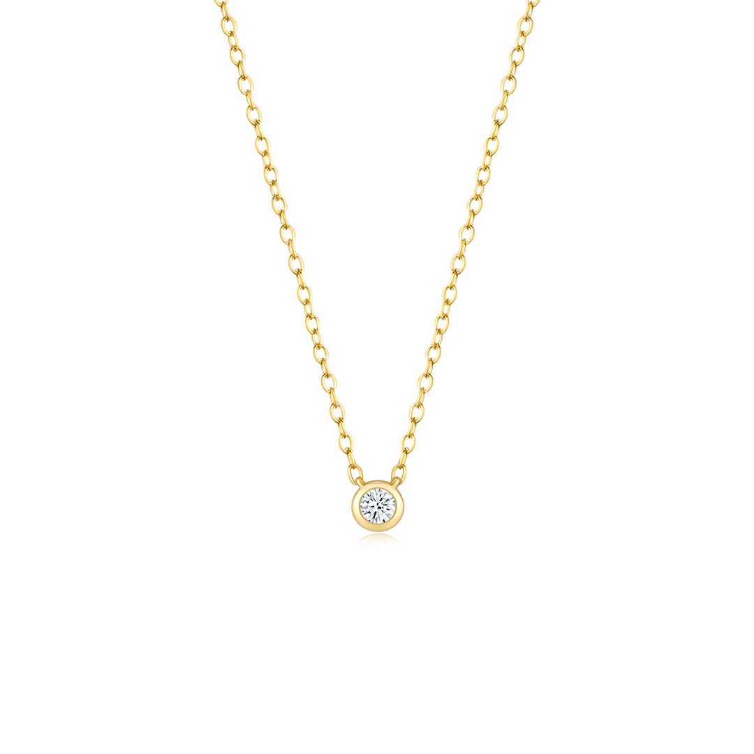 Bezel Solitaire Floating Necklace (YG) - Eclat by Oui