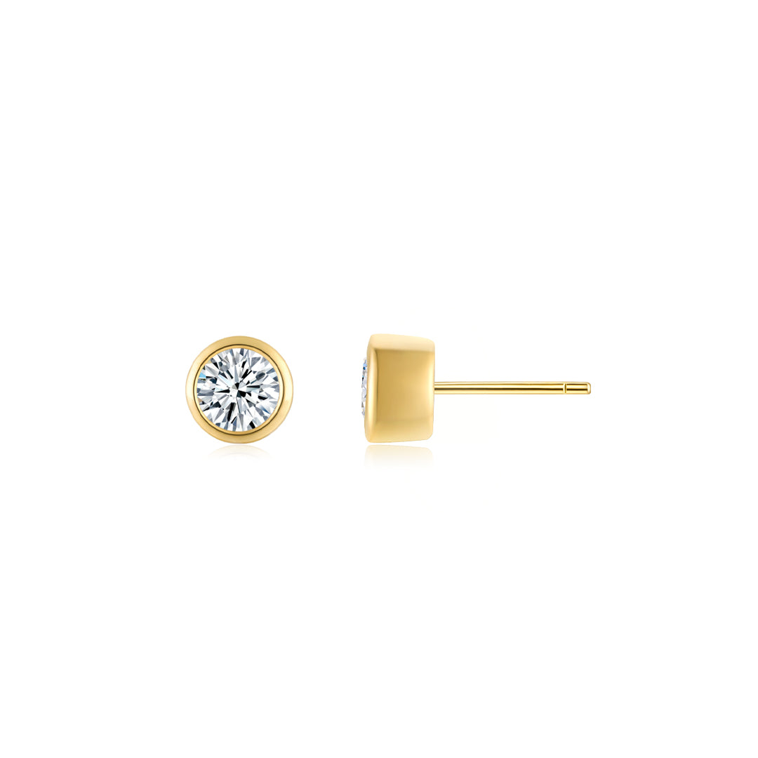 Bezel Solitaire Ear Studs YG - Éclat by Oui