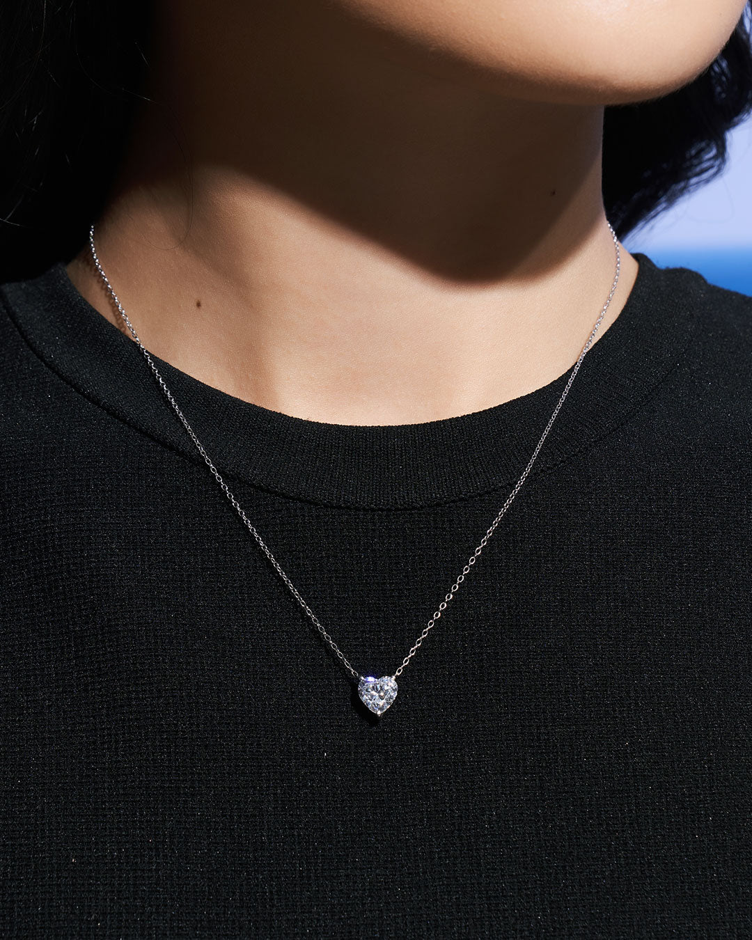 Calista Heart Solitaire Necklace 2CT (Model) - Eclat by Oui