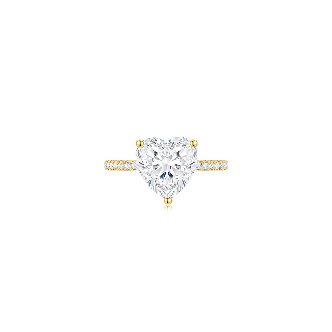 Calista Heart Solitaire Ring YG (Front) - Éclat by Oui
