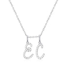 Classic Script Duo Initial Necklace White Gold (EC) - Eclat by Oui
