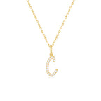 Classic Script Initial Necklace Yellow Gold (C) - Eclat by Oui