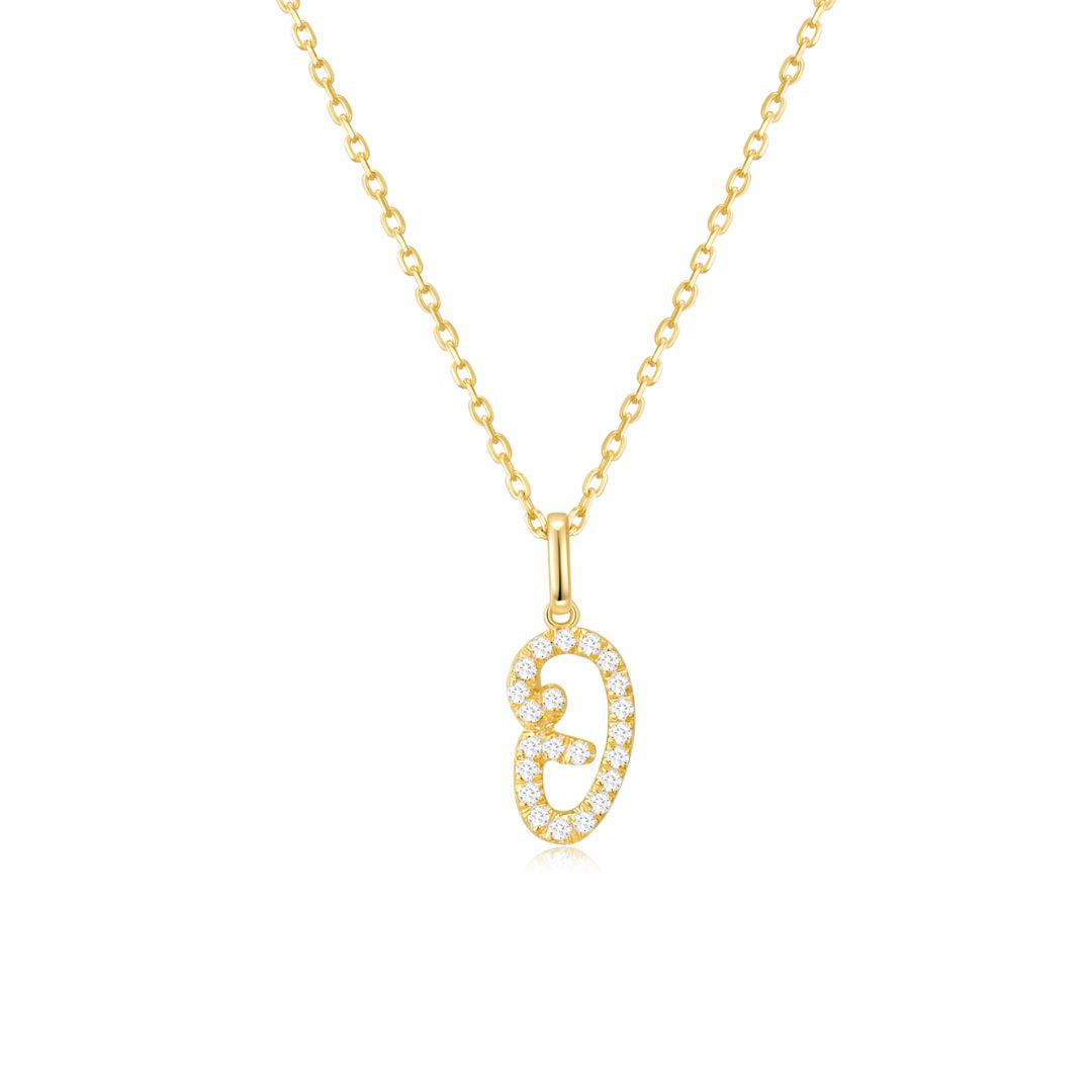 Classic Script Initial Necklace Yellow Gold (O) - Eclat by Oui