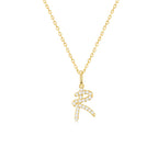 Classic Script Initial Necklace Yellow Gold (R) - Eclat by Oui