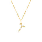 Classic Script Initial Necklace Yellow Gold (T) - Eclat by Oui