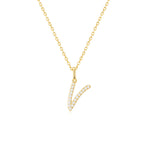 Classic Script Initial Necklace Yellow Gold (V) - Eclat by Oui