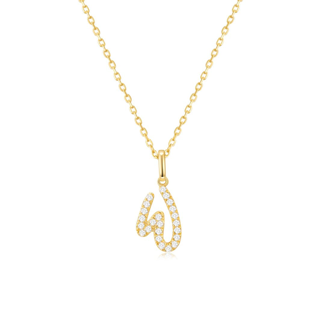 Classic Script Initial Necklace Yellow Gold (W) - Eclat by Oui