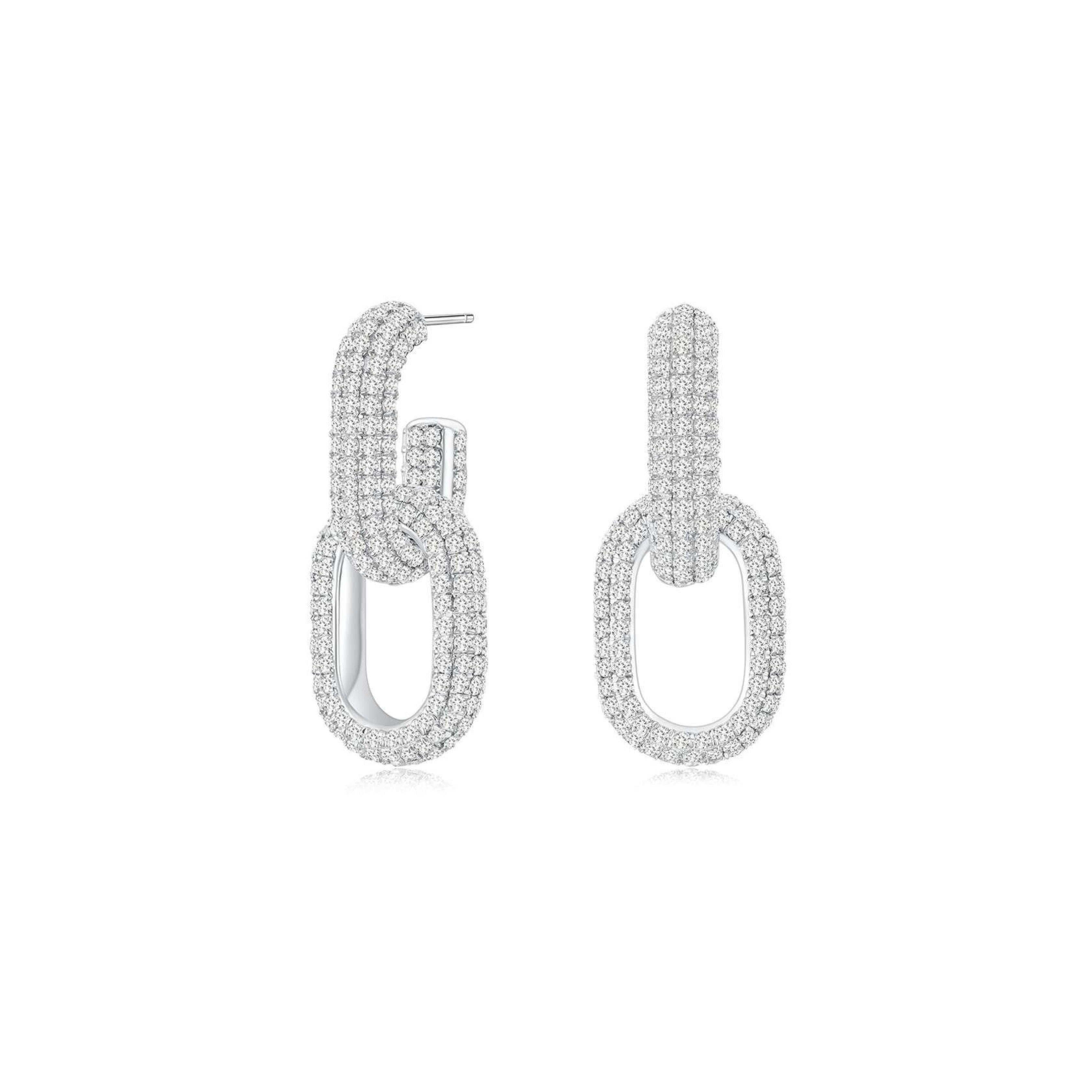 Cloud Puff Detachable Link Earrings (Pave + Pave) (Old Setting) - Eclat by Oui