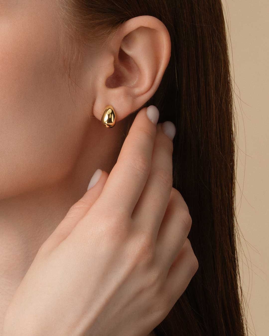 Cloud Puff® Gold Drop Ear Studs YG (Model) - Éclat by Oui