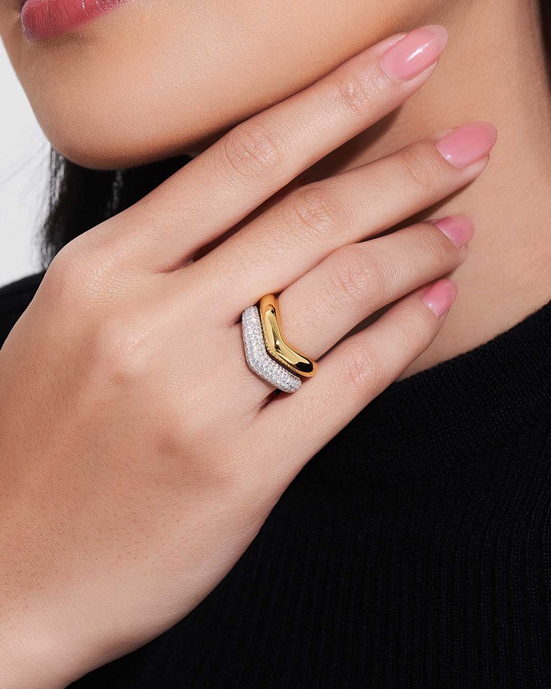 Cloud Puff® V Pave Ring (Model) - Éclat by Oui