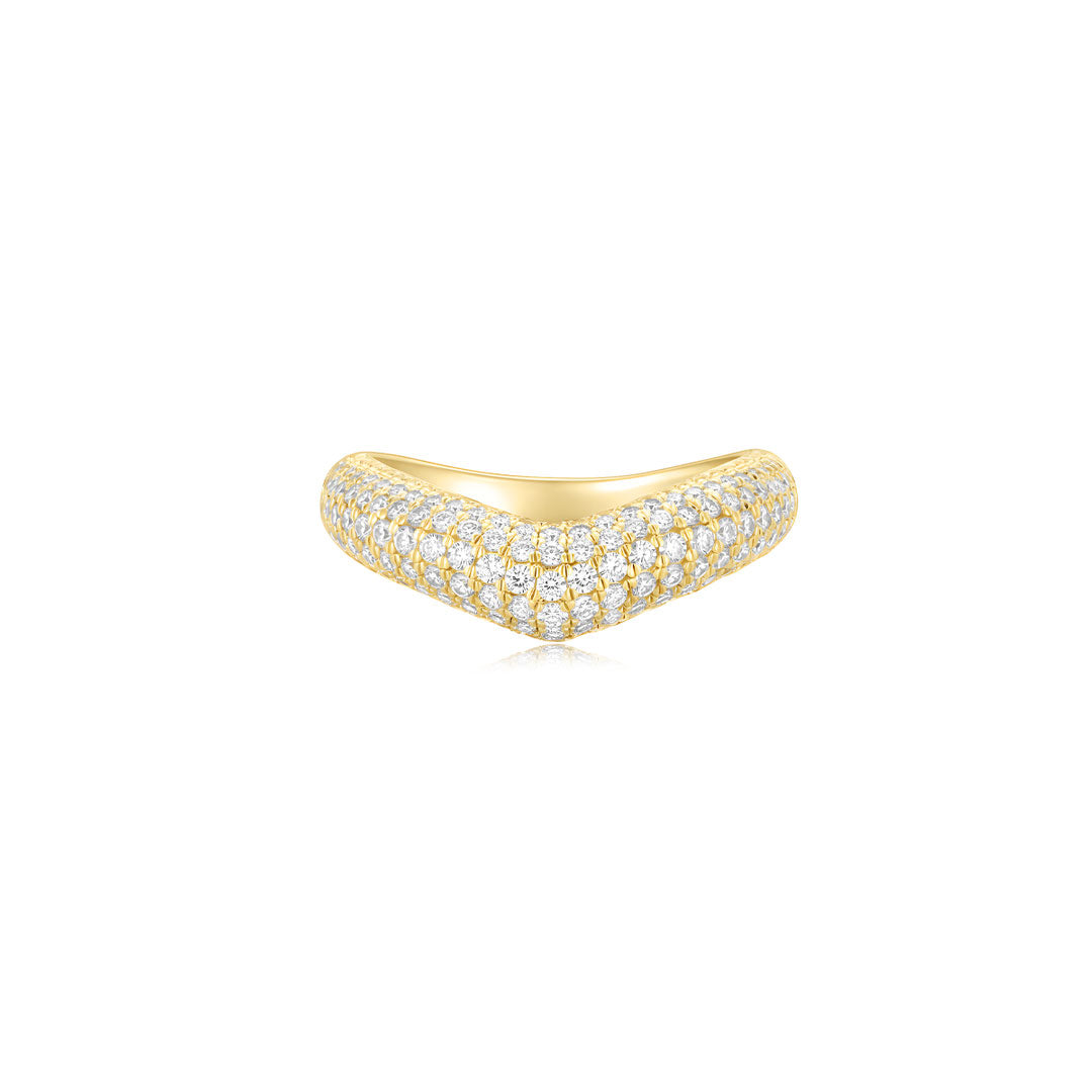 Cloud Puff® V Pave Ring YG (Front) - Éclat by Oui