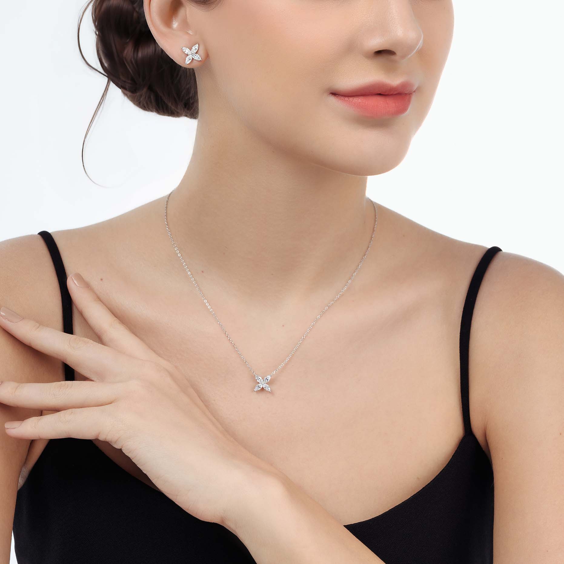 Cluster Marquise Necklace (Model) - Eclat by Oui