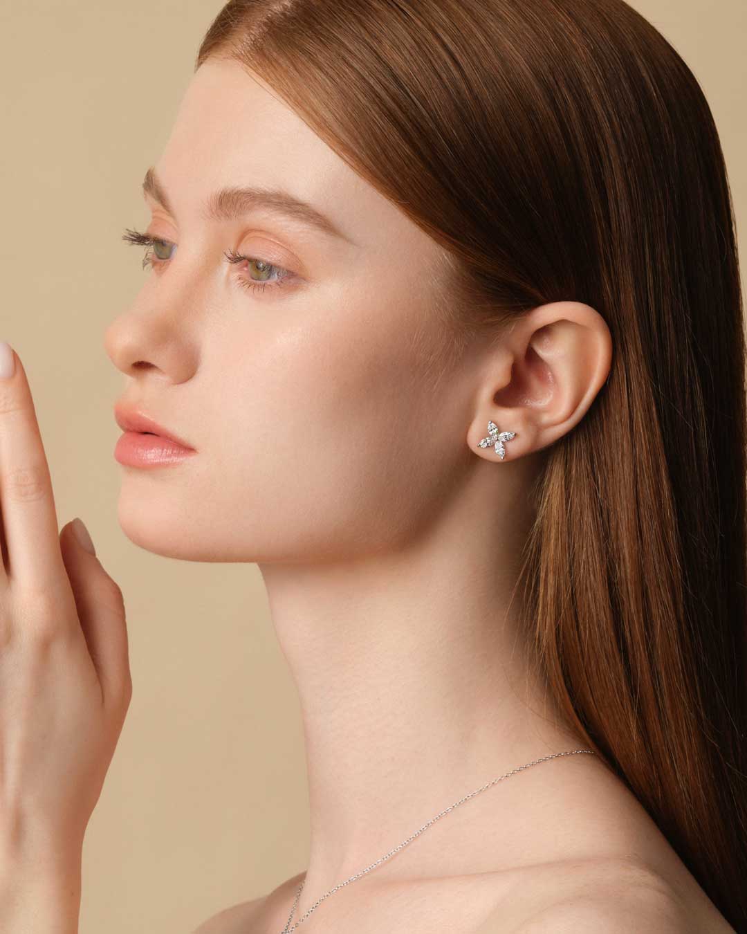 Cluster Marquise Ear Studs Small_0.3CT (Model) - Eclat by Oui