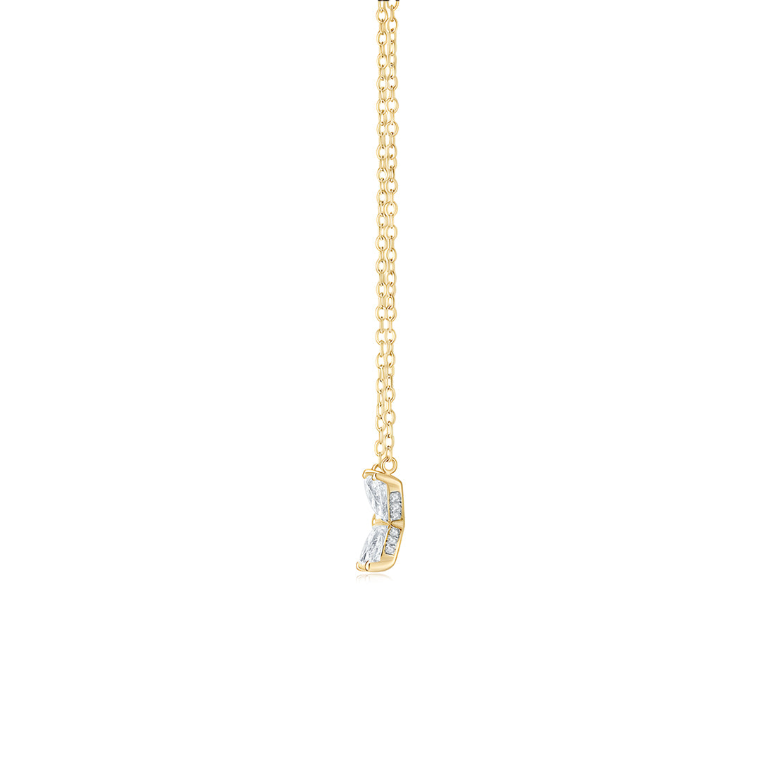 Cluster Marquise Necklace YG (Side) - Éclat by Oui