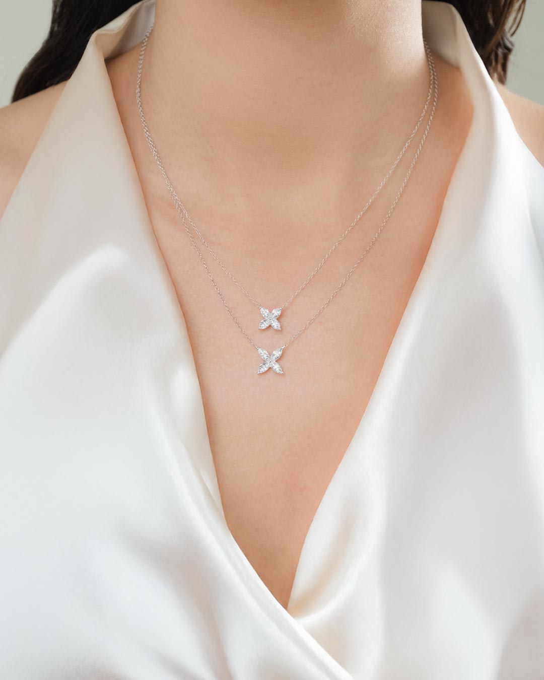 Cluster Marquise Necklace YG (Model 1) - Éclat by Oui