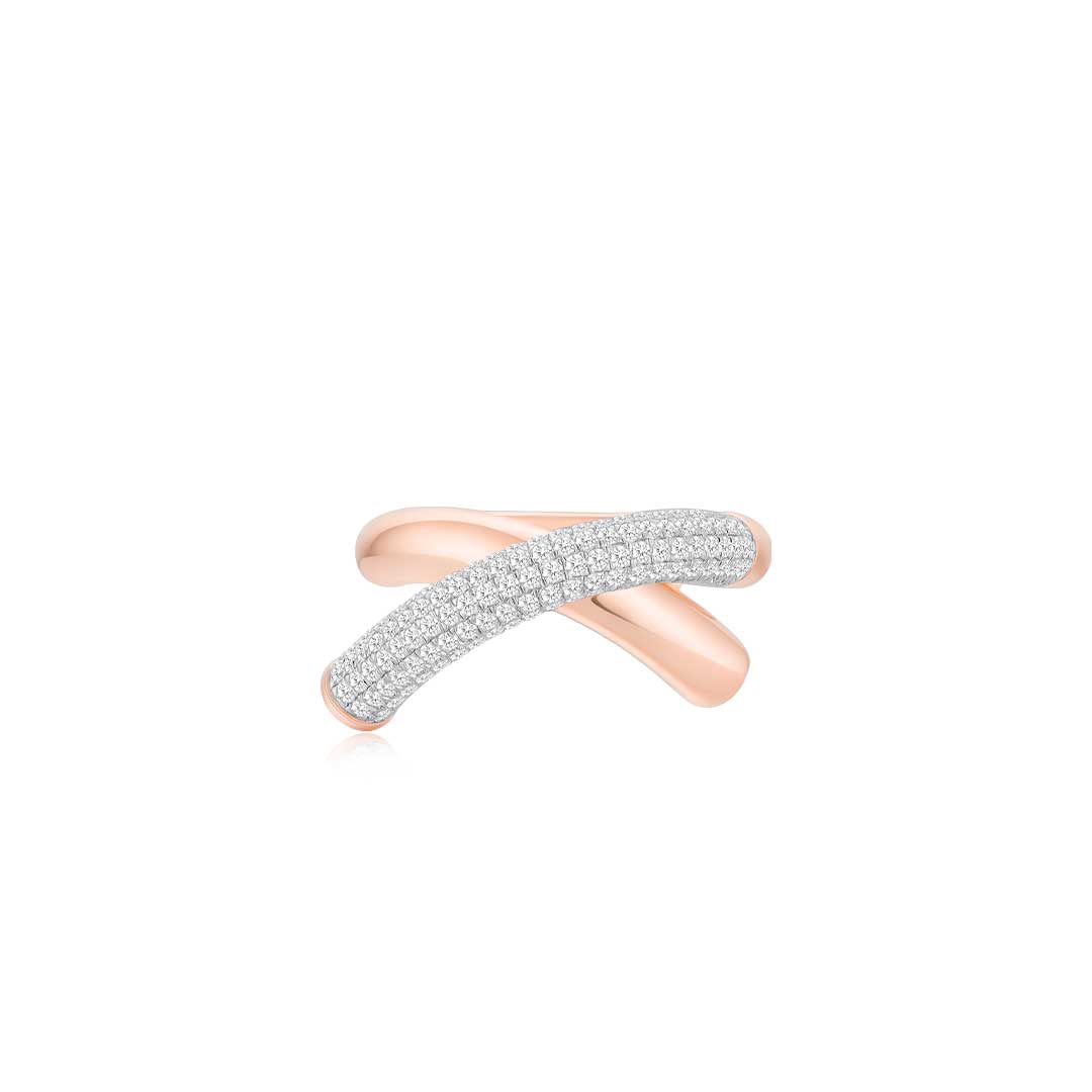 Crossroads Pave Ring RG (Front) - Eclat by Oui