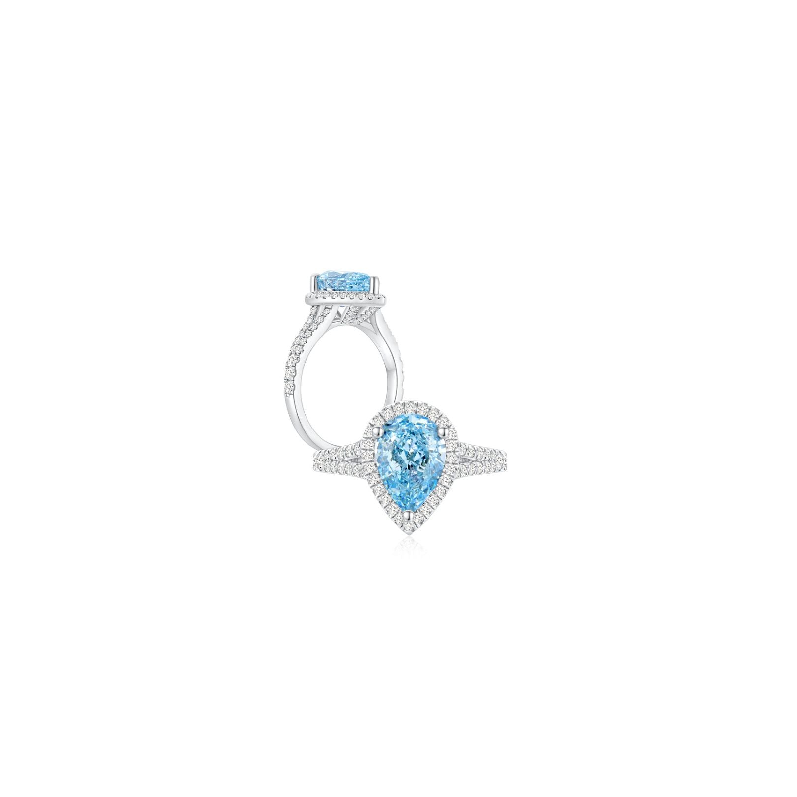 Desiree in Aquamarine Ring (Split-Shank) (Both) - Eclat by Oui