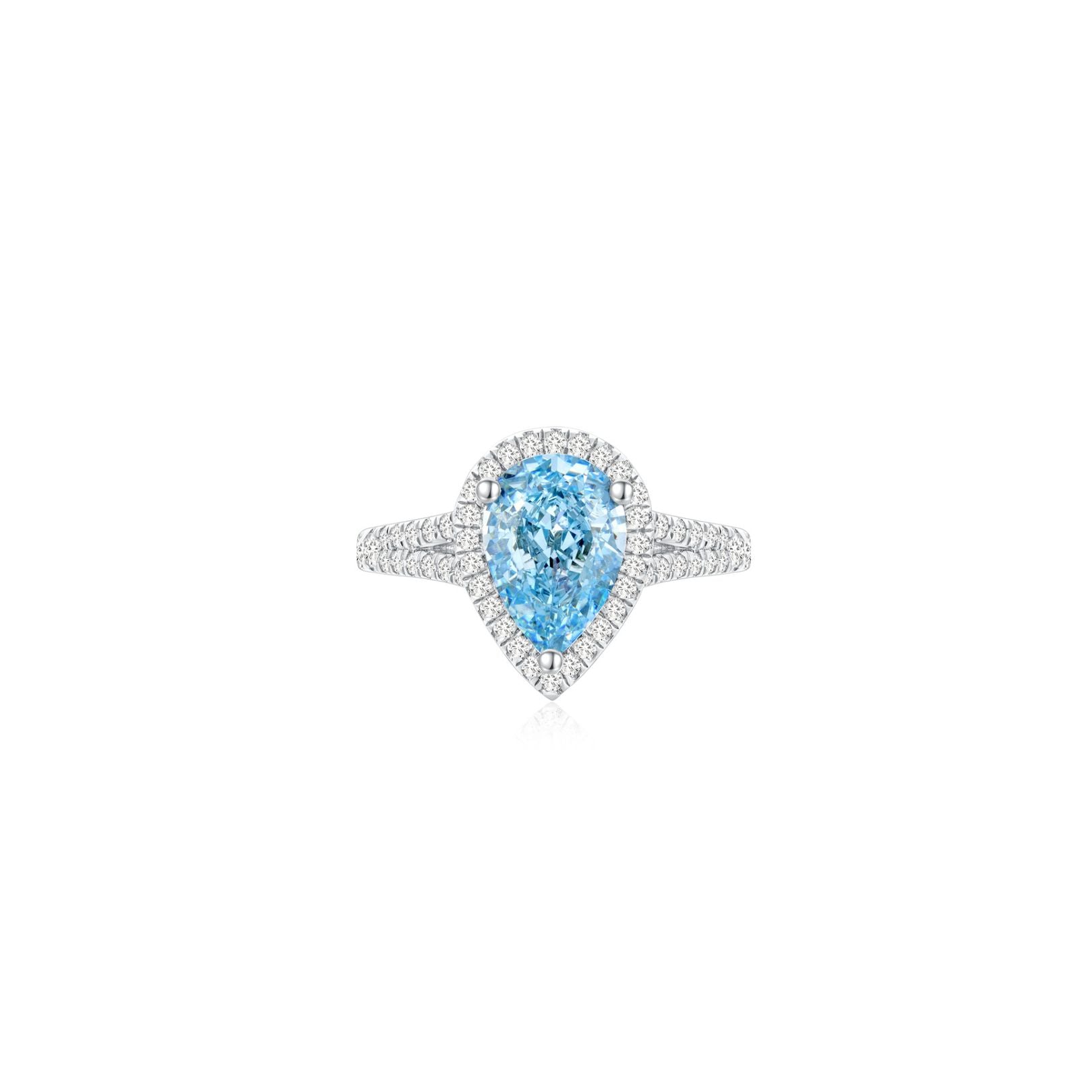 Desiree in Aquamarine Ring (Split-Shank) (Front) - Eclat by Oui