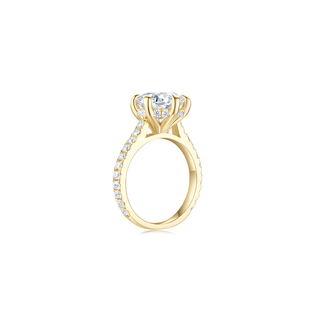 Diana Round Solitaire Pave Ring (6 Prong) WG (Side) - Éclat by Oui