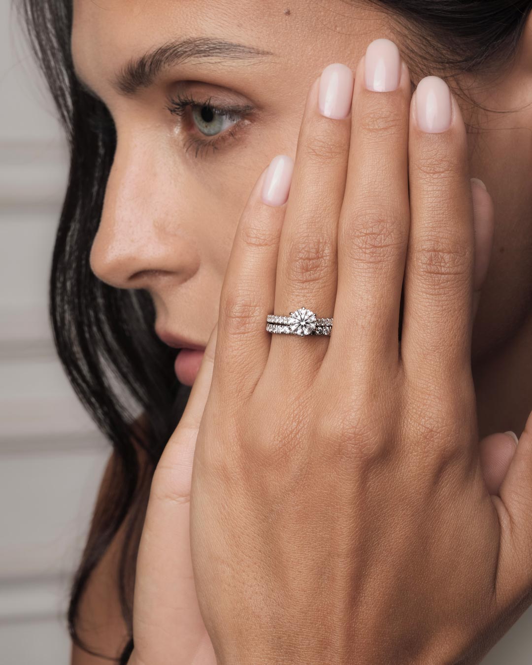 Diana Round Solitaire Pave Ring (6 Prong) (Model) - Éclat by Oui