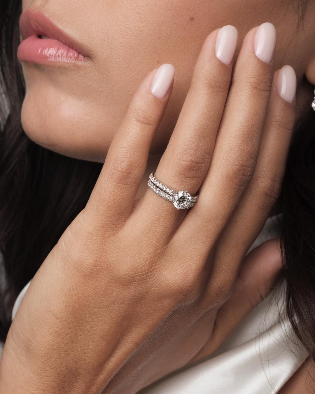 Diana Round Solitaire Pave Ring (6 Prong) (Model) - Éclat by Oui
