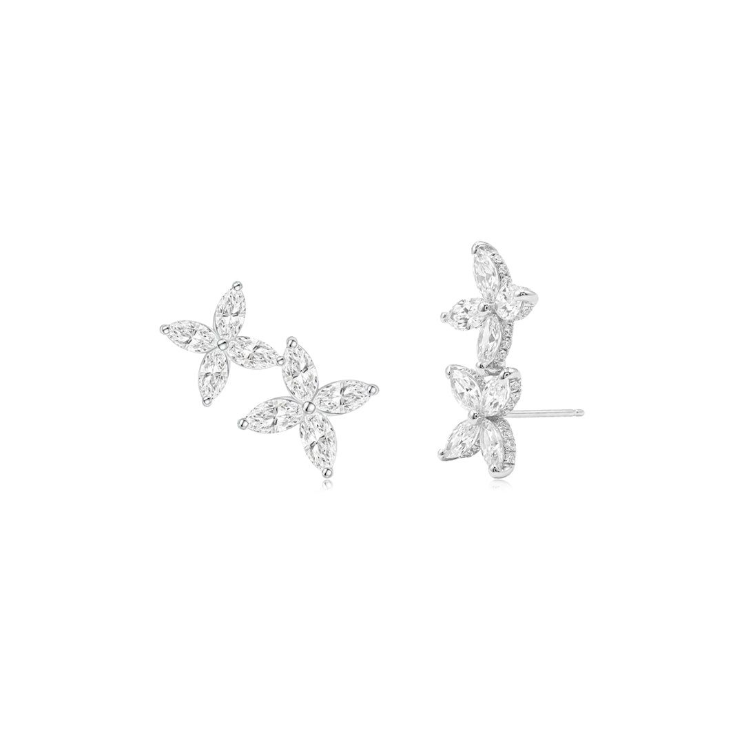 Double Cluster Marquise Ear Climbers WG - Eclat by Oui