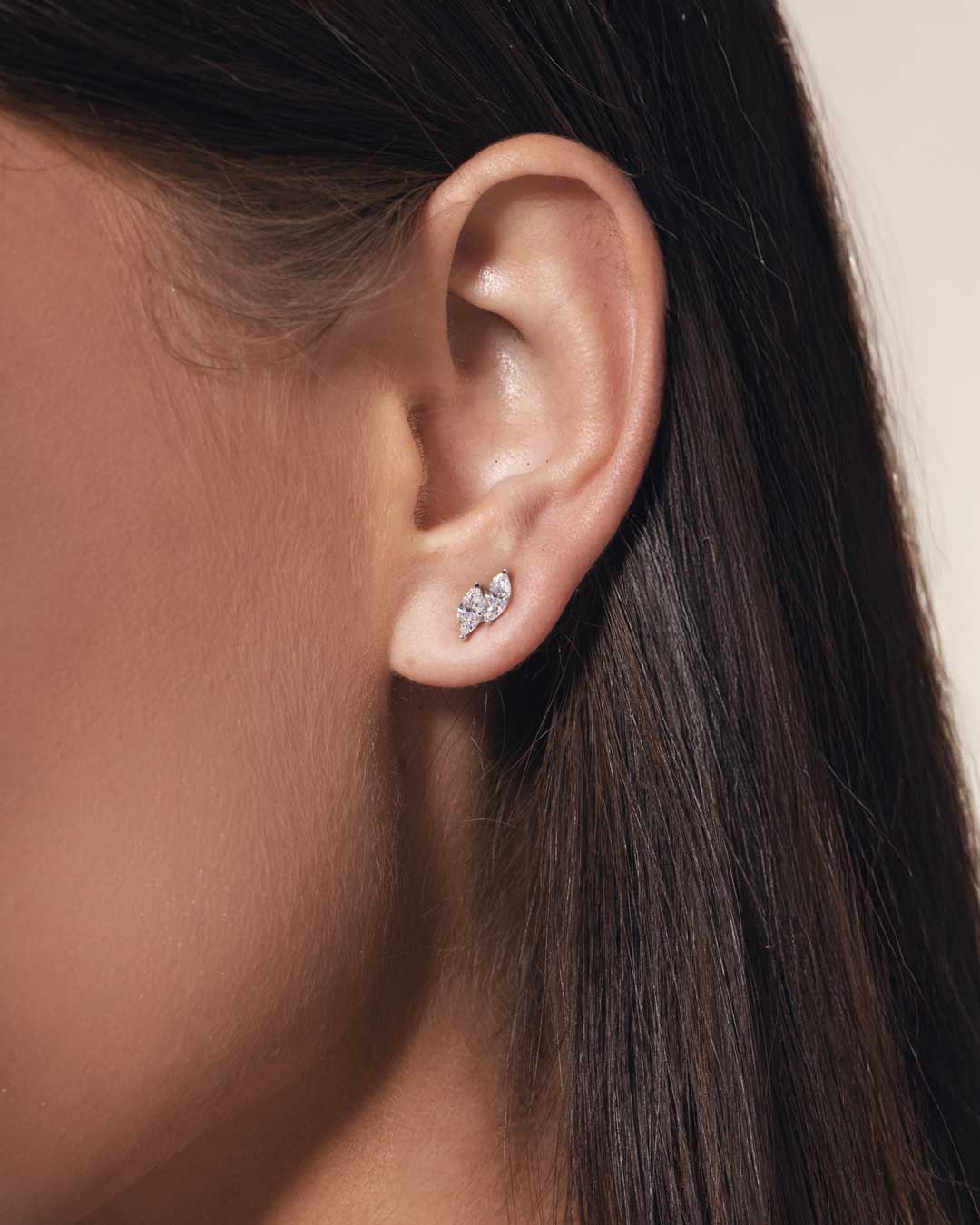 Double Marquise Step Ear Studs Mini (Model) - Éclat by Oui