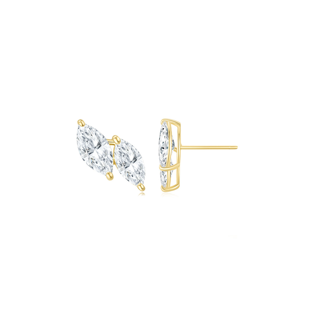 Double Marquise Step Ear Studs YG - Éclat by Oui