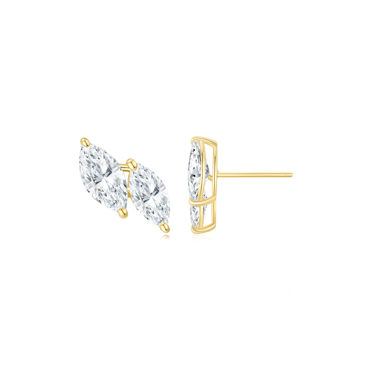 Double Marquise Step Ear Studs YG - Éclat by Oui