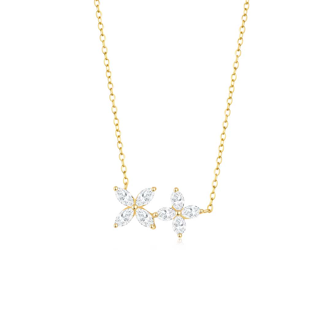 Double Cluster Marquise Necklace YG - Éclat bu Oui