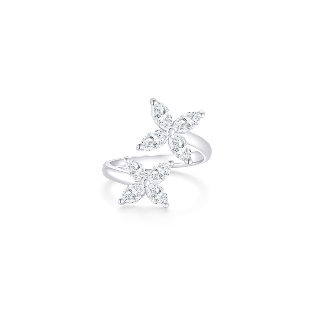 Double Cluster Marquise Ring WG (Front) - Éclat by Oui