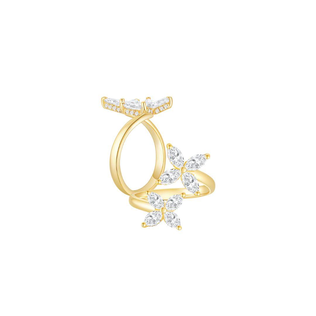 Double Cluster Marquise Ring YG (Both) - Éclat by Oui