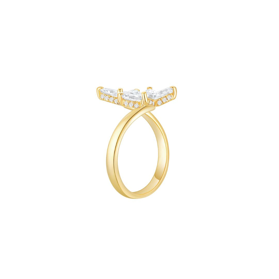 Double Cluster Marquise Ring YG (Side) - Éclat by Oui