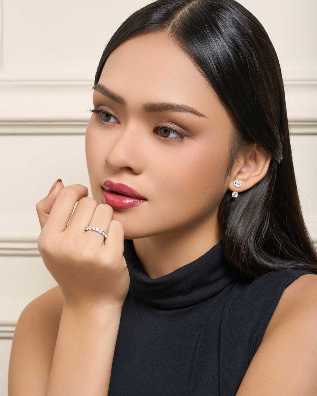 Double Round Solitaire Earrings (Model) - Eclat by Oui