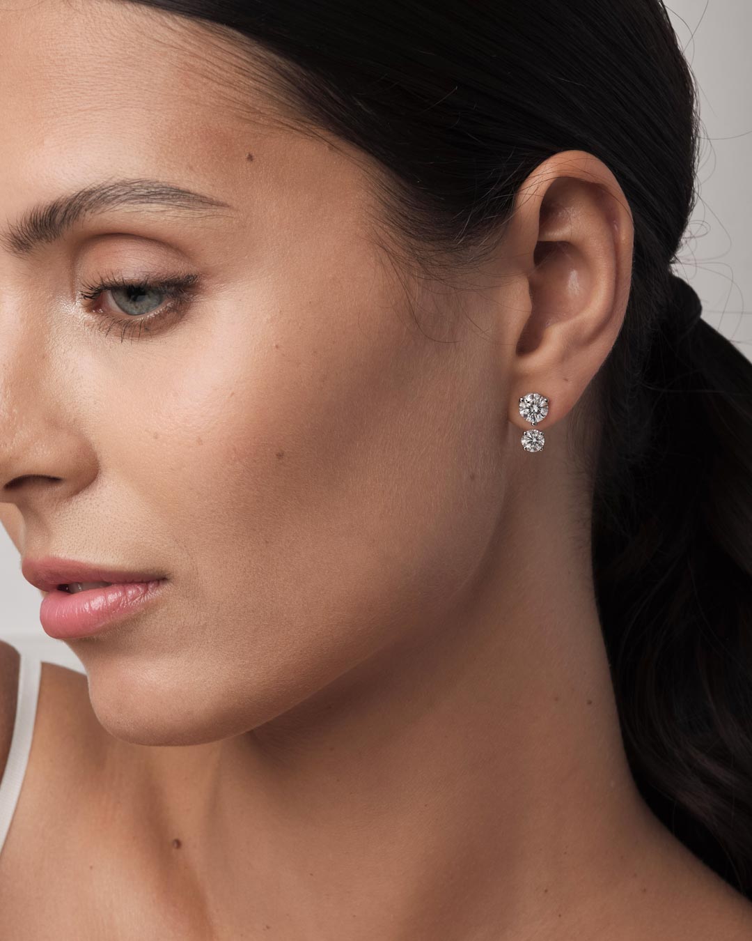 Double Round Solitaire Earrings (Model) - Eclat by Oui