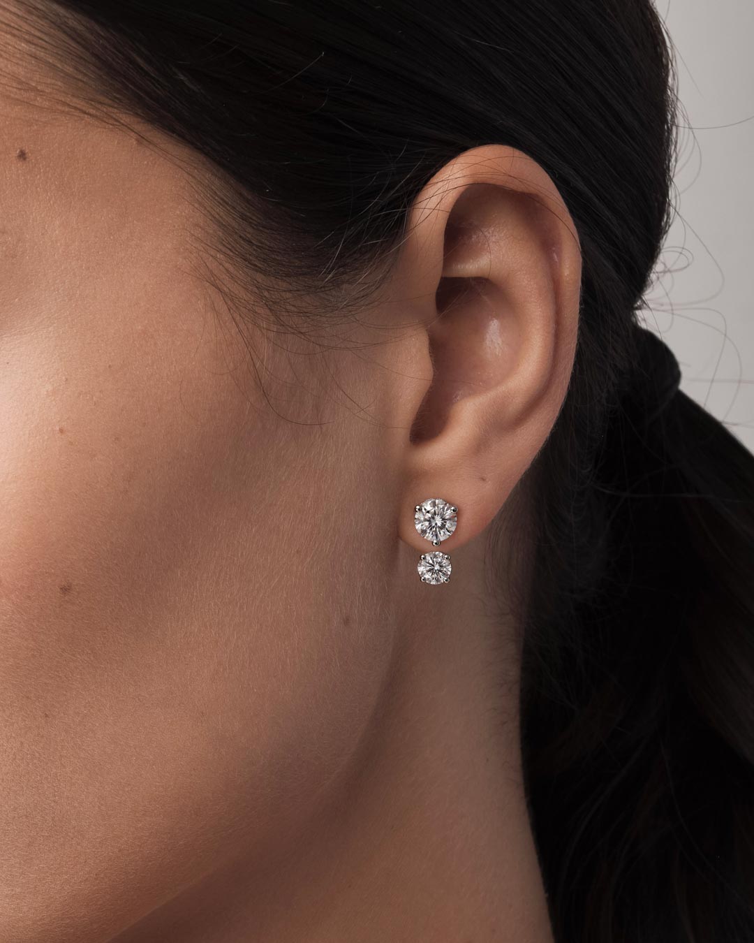 Double Round Solitaire Earrings (Model) - Eclat by Oui