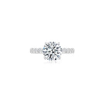 Éclat Classic Round Solitaire Pave Ring (4 Prong) WG (Front) - Éclat by Oui