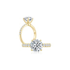 Éclat Classic Round Solitaire Pave Ring (4 Prong) YG (Both) - Éclat by Oui