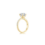 Éclat Classic Round Solitaire Pave Ring (4 Prong) YG (Side) - Éclat by Oui