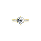 Éclat Classic Round Solitaire Pave Ring (6 Prong) YG (Front) - Éclat by Oui