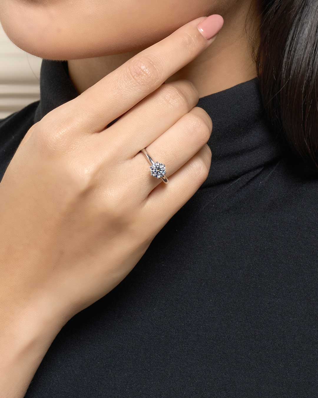 Éclat Classic Round Solitaire Plain Ring 1CT (6 Prong) (Model) - Éclat by Oui