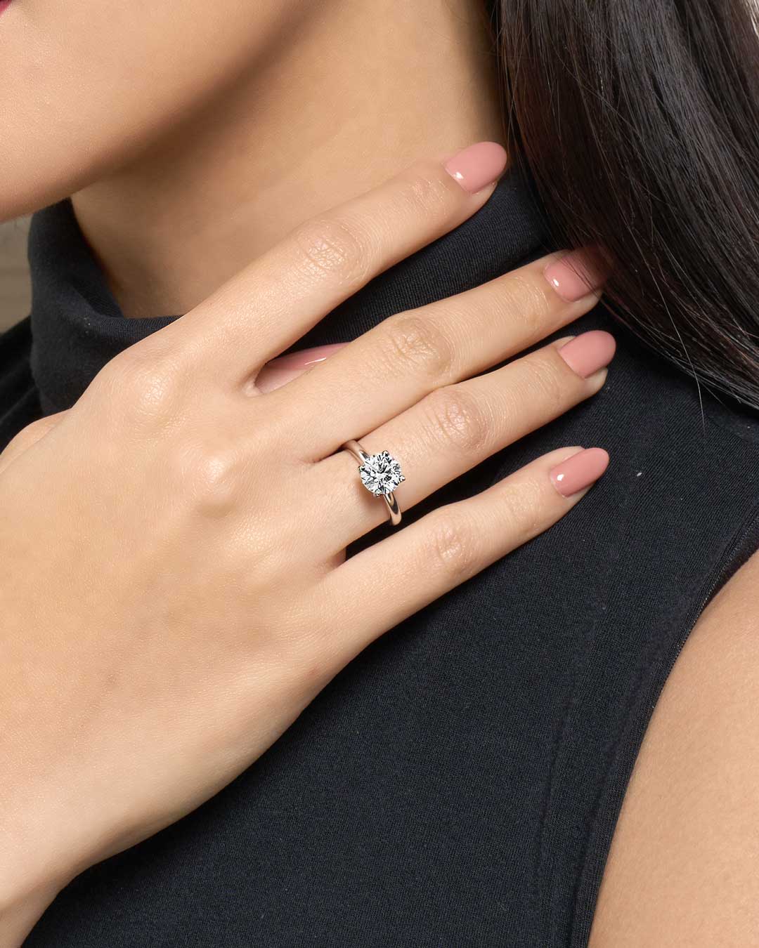 Éclat Classic Round Solitaire Plain Ring 2CT (4 Prong) (Model) - Éclat by Oui