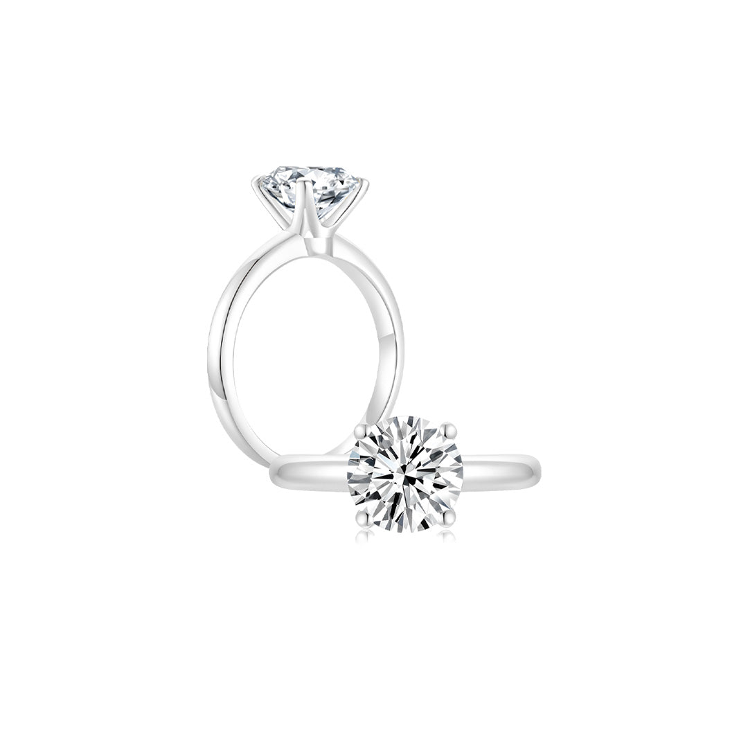 Éclat Classic Round Solitaire Plain Ring (4 Prong) WG (Both) - Éclat by Oui