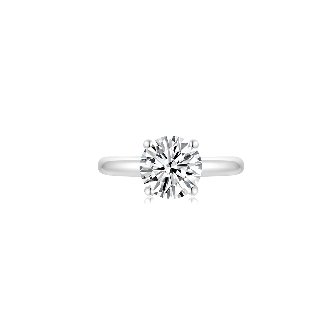 Éclat Classic Round Solitaire Plain Ring (4 Prong) WG (Front) - Éclat by Oui