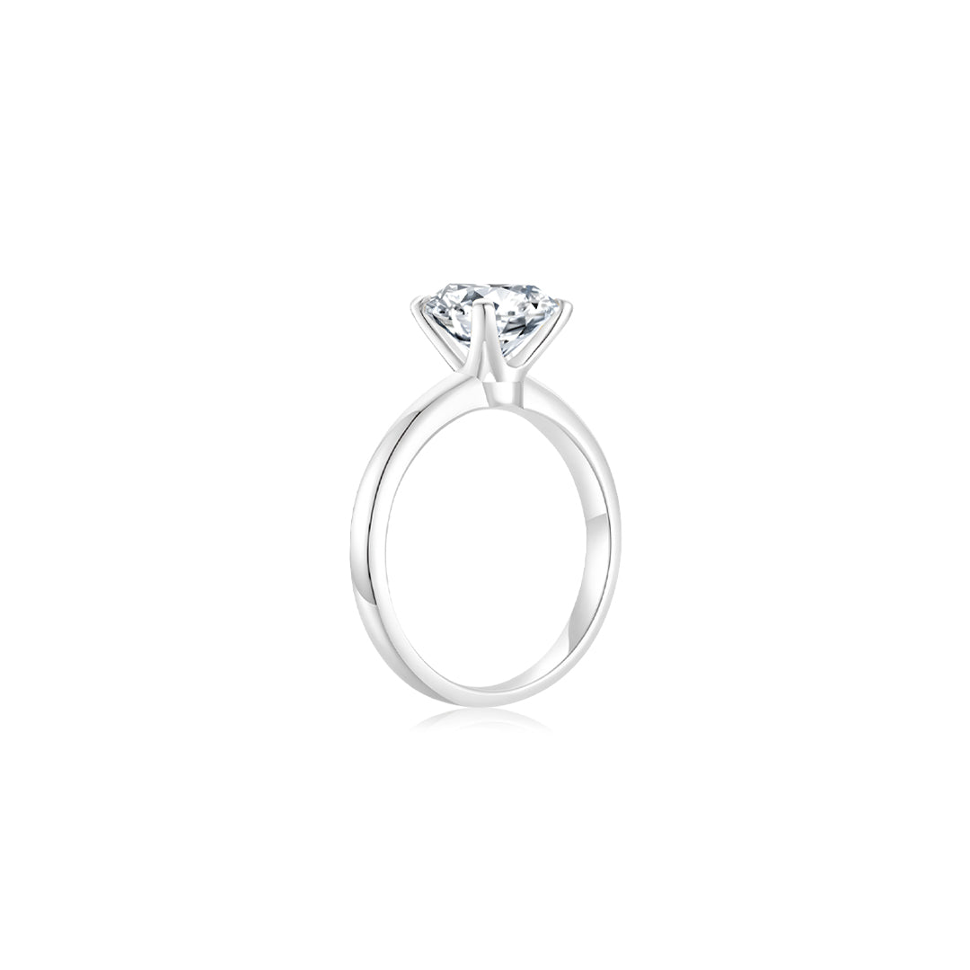 Éclat Classic Round Solitaire Plain Ring (4 Prong) WG (Side) - Éclat by Oui