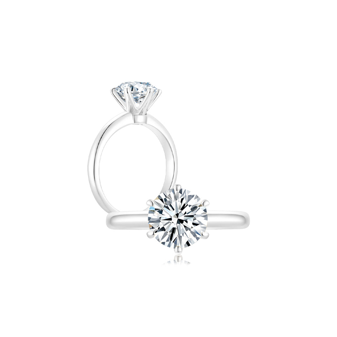 Éclat Classic Round Solitaire Plain Ring  (6 Prong) WG (Both) -Éclat by Oui