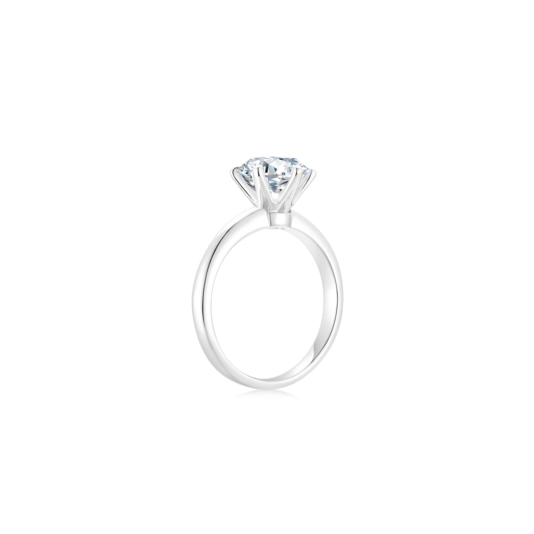 Éclat Classic Round Solitaire Plain Ring  (6 Prong) WG (Side) -Éclat by Oui