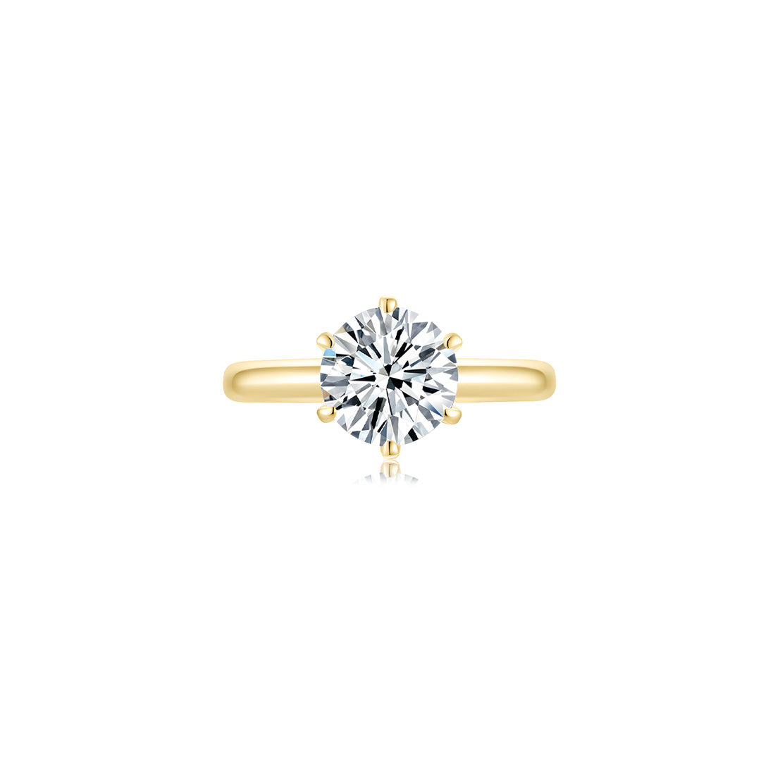 Éclat Classic Round Solitaire Plain Ring  (6 Prong) YG (Front) -Éclat by Oui